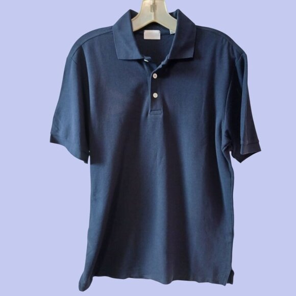 Håndværk Classic Pique Polo Shirt Mens Short Sleeve Navy Blue Size Medium - Picture 5 of 13